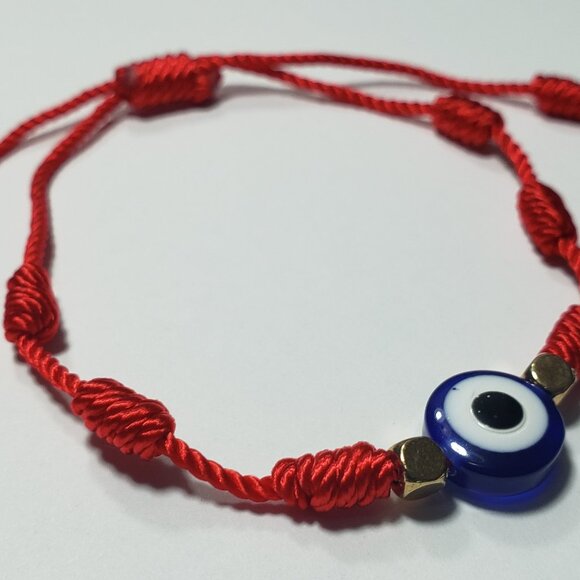 DOUBLE PROTECTION EVIL EYE Drawstring Bracelet Red - Picture 4 of 5